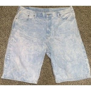 Mens Loose Straight Levis Jean Shorts 569 Blue White Tye Dye Weathered Size 40